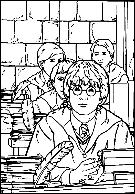 coloriage harry potter ecoute les cours